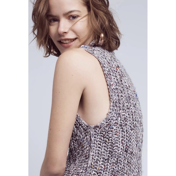 MOTH Marled Wool Blend Mock Neck Grey Turtleneck Sweater - Picture 2 of 8